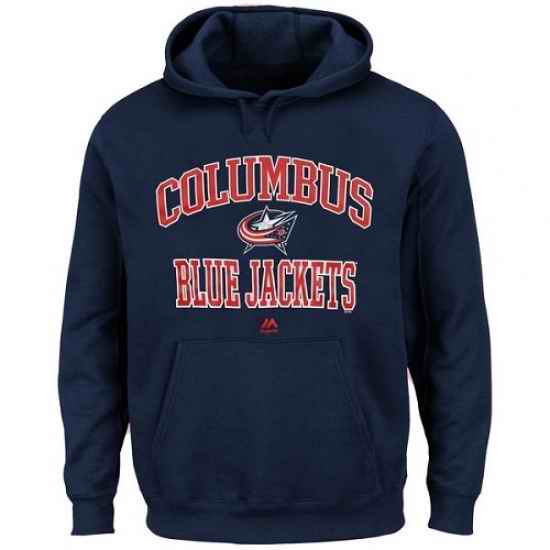 NHL Mens Columbus Blue Jackets Majestic Heart Soul Hoodie Navy Blue